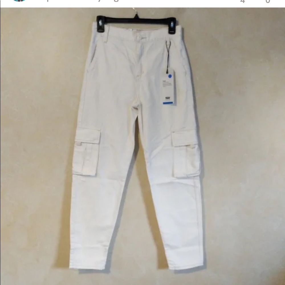 Levi's Loose Cargo Jeans Off White Cool Ecru Pants Ivory Utility Carpenter